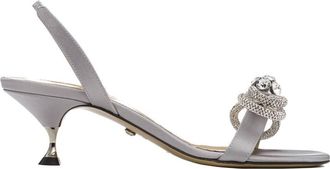 Mach & Mach Grey Double Bow Satin Sandals
