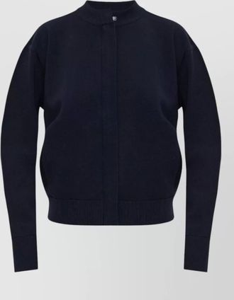 Max Mara wool cropped ribbed high neck cardigan