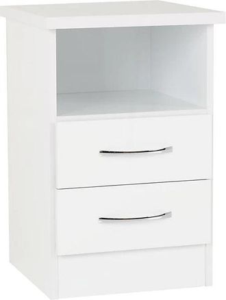 Seconique NEVADA 2 DRAWER BEDSIDE - WHITE GLOSS - SECONIQUE | TJ Hughes