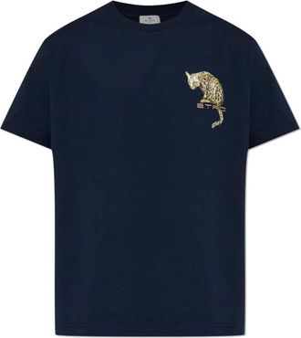 Etro Logo T-shirt - Heren - T-shirts - Blauw - M - Katoen - Tops