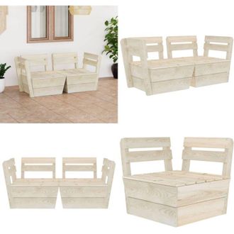 vidaXL Divano da Giardino a 2 Posti su Pallet Legno Abete Impregnato - Divano da esterno - Divano in legno