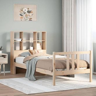 vidaXL Cama Con Estanter&iacute;a Sin Colch&oacute;n Madera Maciza De Pino 90x190 Cm Vidaxl