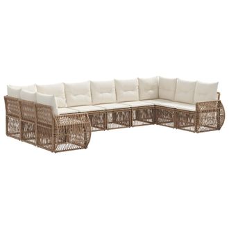 vidaXL Conjunto De Sof&aacute;s De Jard&iacute;n 10 Pcs Beige Y Blanco Crema Vidaxl