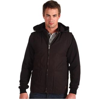 Brixton Ruger Jacket Mens Black Fleece-Lined Hooded Long Sleeve GBO1410
