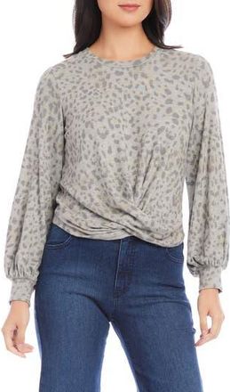 Karen Kane Drape Front Top in Gray Cheetah at Nordstrom Rack, Size X-Large