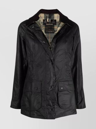 Barbour waxed down jacket corduroy collar
