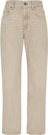 Brunello Cucinelli Authentic denim trousers in Warm Beige at Nordstrom, Size 40 It