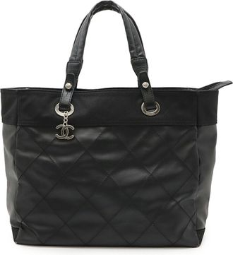 Chanel Coated Canvas Leather Handbag Tote Bag (Pre-Owned)