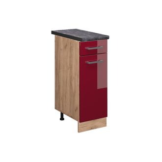 Vicco Mueble Bajo De Cocina R-line, Rojo Burdeos Alto Brillo, 30 Cm, Et Antracita Vicco