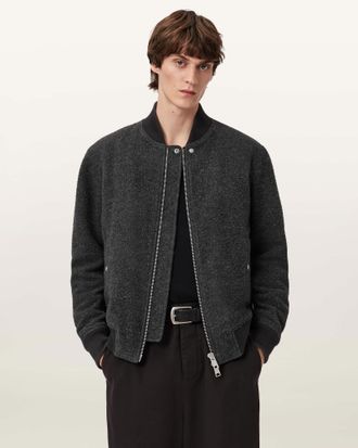 AllSaints Wool Saku Wool Bomber Jacket, Size: XXL