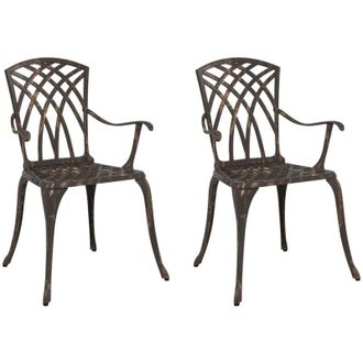 vidaXL Silla De Jard&iacute;n 2 Pcs Bronce 55 X 56.5 X 91cm Aluminio Vidaxl