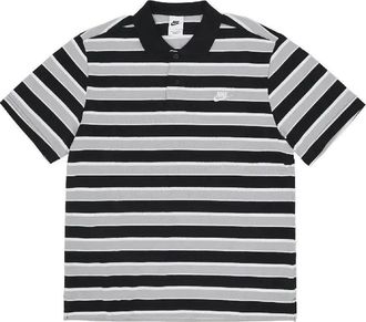 Nike Club Striped Polo Shirt Black Grey FN3897-010