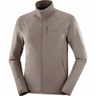 Salomon Mens Essential Lightwarm Full-Zip Fleece Jacket Gray XXL