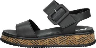 Rieker W0800 Sandal - Dames - Sandalen - Zwart - 41 EU - Leer - Schoenen