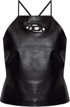 Diesel Top L-Luvia - Dames - Tops zonder mouwen - Zwart - 2XS - Leer - Tops