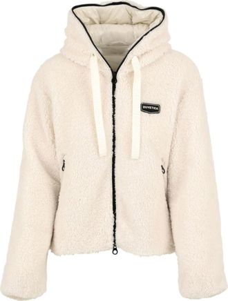 Duvetica Teddy Scudetto Hooded Jacket - Dames - Vesten met rits - Beige - XS - Hoodies & sweatvesten