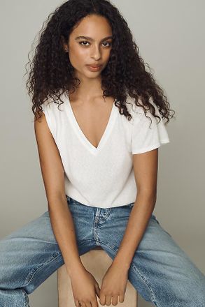 Pilcro V-Neck Cotton Blend Tee