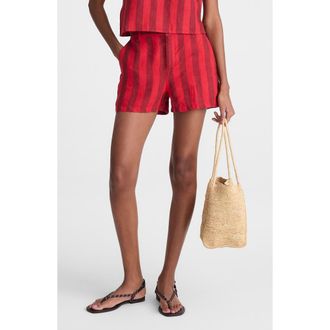 Madewell Zoe Linen Shorts in Enamel Red at Nordstrom, Size 16