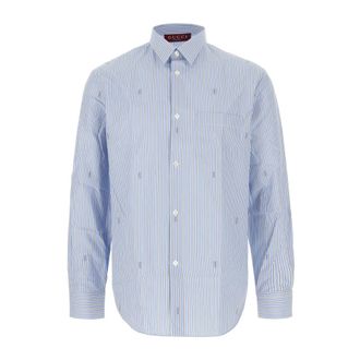 Gucci Overhemden, Heren, Blauw, L, Katoen, Gestreept katoen poplin overhemd