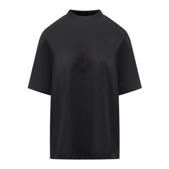 The Attico Tops, Dames, Zwart, S, Katoen, Logo Geborduurd Oversized T-shirt