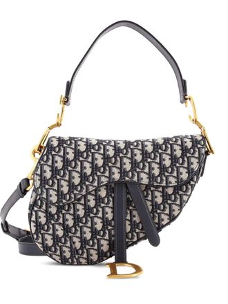 Dior Saddle Handbag with Strap Oblique Canvas Medium shoulder bag - Blauw
