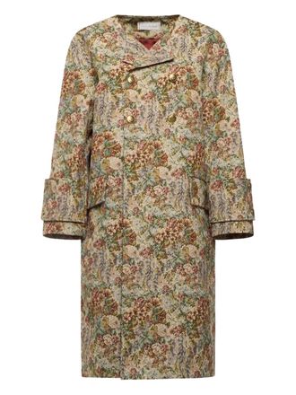 Pierre-Louis Mascia floral-print coat - unisex - Polyester/Cotton - S - Neutrals
