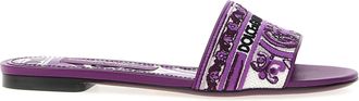 Dolce & Gabbana Womens Maiolica Embroidery Slides