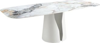 Angel Cerdá Mesa comedor ovalada barril mármol porcelánico