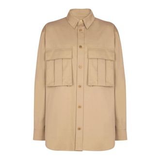Balmain Casual Shirts, male, Beige, Size: 3XL Cotton safari shirt