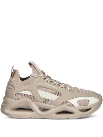 Emporio Armani cut-out-effect sneakers - women - Polyester/Thermoplastic Polyurethane (TPU)/Polyester/Rubber - 4.5 - Neutrals