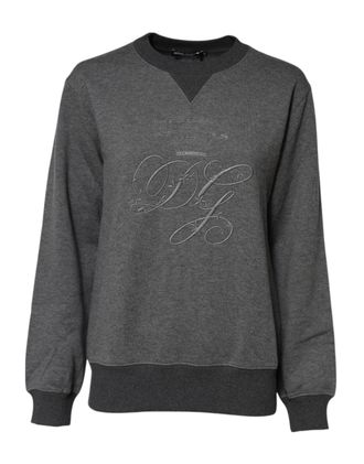 Dolce & Gabbana Womens Dg Logo-Embroidered Cotton Cashmere Sweatshirt Gray Sweatshirts