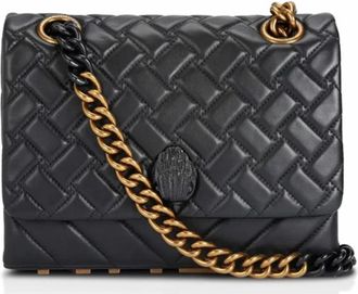 Kurt Geiger Zwarte Adelaar Schoudertas met Kettingriem - Dames - Schoudertassen - Zwart - ONE Size - Leer - Tassen