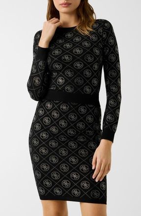 Guess Rhinestone Crop Sweater in Black at Nordstrom, Size X-Small