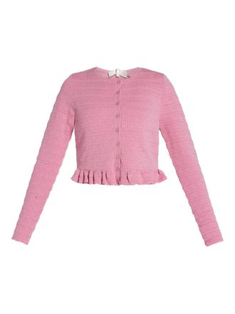 LoveShackFancy ruffled-hem cardigan - Pink
