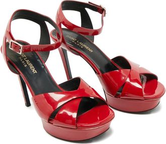 Saint Laurent Sandali con plateau e cinturino alla caviglia - Rosso