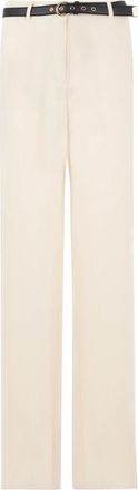 Max Mara Rechte broek - Dames - Straight fit broeken - Beige - S - Polyester - Broeken