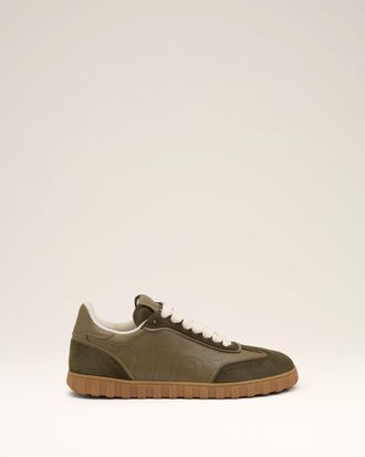 Ami Green Cowhide Leather Step Sneakers Green - 36 - Unisex