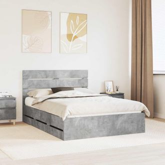 vidaXL Struttura Del Letto Con Cassetto Grigio Cemento 140 X 190 Cm Vidaxl