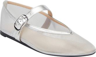 Marc Fisher Godina Mesh Mary Jane Flat in Metallic Silver at Nordstrom, Size 9.5