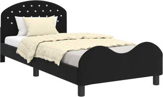 vidaXL Cama Para Ni&ntilde;os Con Cabecero Negro 80 X 200 Cm Terciopelo Vidaxl