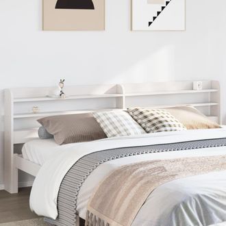 Berkfield Home Headboard with Shelves White 200 cm Solid Wood Pine