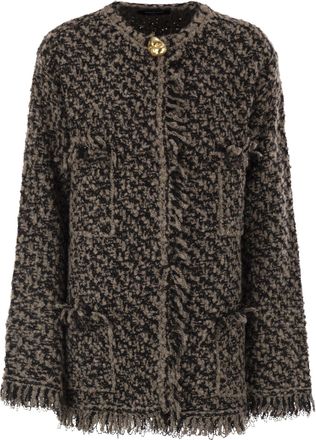 Fabiana Filippi Fringed Jacket In Wool Blend