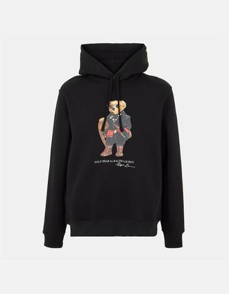 Polo Ralph Lauren Mens Teddy Bear Print Hooded Neck Long Sleeve Sweatshirt - Black - Size: 36