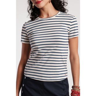Frances Valentine Super Crewneck T Stripe in Oyster/navy at Nordstrom, Size X-Small