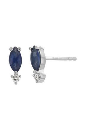 Bony Levy 18K Gold El Mar Diamond & Sapphire Stud Earrings in 18K White Gold at Nordstrom Rack