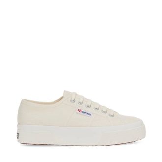 Superga Womens Platform Cotton Canvas Sneaker In Beige Natural Avorio