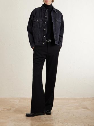 Saint Laurent Leather-Trimmed Denim Trucker Jacket