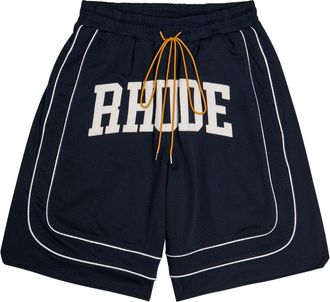 Rhude Rhude Collegiate Logo Perforated Mesh Shorts - Navy - XL