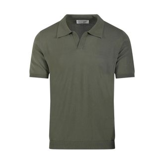 Roberto Collina Polo Shirts, male, Green, Size: 2XL Linen Polo