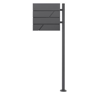 ML Design Ml-design - Ecd Germany Buz&oacute;n De Acero Inoxidable Antracita Base Autoportante Exterior Con Soporte Poste Antracita Casillero Moderno Con Compartimento